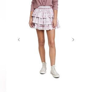 LoveShackFancy Brynlee Metallic Ruffle Mini Skirt